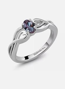 Anillo de Alexandrita, Anillo de Compromiso, Anillo Ovalado de Alexandrita para Mujer, Anillo Vintage con Halo, Joyería Hecha a Mano, Piedra de Nacimiento de Junio para Regalo - Product Image 3