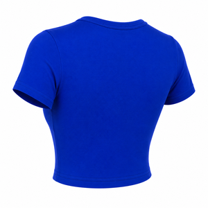 เสื้อยืดครอปท็อปผู้หญิง สีพื้น คอกลม แขนสั้น ทรงเข้ารูป ระบายอากาศได้ดี ผลิตจากผ้าเจอร์ซีย์ถัก เป็นมิตรต่อสิ่งแวดล้อม เหมาะสำหรับฤดูใบไม้ผลิและฤดูร้อน สไตล์ลำลอง - Product Image 4