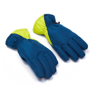 Ski <b>Gloves</b> Full Finger Blue Lime Green Polyester <b>Thermal</b> Insulated Drawstring Closure Unisex Winter Outdoor Activity - Product Image 4