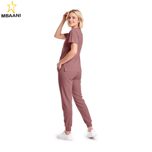 ชุดสครับสำหรับผู้หญิง - ชุดยูนิฟอร์มคอวี 8 กระเป๋า กางเกงจ็อกเกอร์ยืดได้ ชุดทำงานทางการแพทย์สำหรับพยาบาล ดูแลสัตว์เลี้ยง - Product Image 3