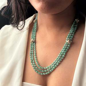 Ayuri Gold Plated Geometric Beaded Necklace with Turquoise Pearl Amethyst Agate Diamond - Product Image 1