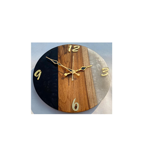 Horloge murale ronde en bois et résine, logo personnalisé, produit le plus vendu, horloge murale pour la maison et le bureau, qualité supérieure, fabrication artisanale - Product Image 3