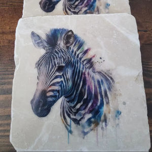 Posavasos de Mármol con Diseño de Zebra Safari, Decoración Rústica con Arte Animal, Elegantes Posavasos de Piedra para Mesa - Product Image 1