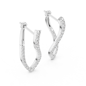 Ensemble de boucles d'oreilles créoles de luxe UNIQUE, plaqué rhodium, format poche, en or blanc 18 carats, diamants de laboratoire certifiés IGI, pour usage quotidien - Product Image 3