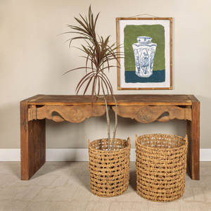 ตะกร้าสานมือทรงกลมจากดอกผักตบชวา แบรนด์ดรีมคราฟท์ ชุดตะกร้าเก็บของสไตล์ชายทะเล จากเวียดนาม - Product Image 2