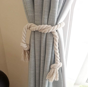 Rope Curtain Ticback Window Drapery Jute Rope Curtain Tie Band Holdbacks Wood Clip Sticks Ticback Holder - Product Image 6