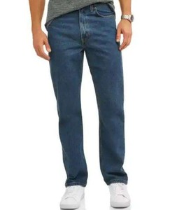 Pantalon en jean vintage pour homme, coupe droite, délavé foncé, style streetwear décontracté, écologique, respirant, en coton et élasthanne - Product Image 1