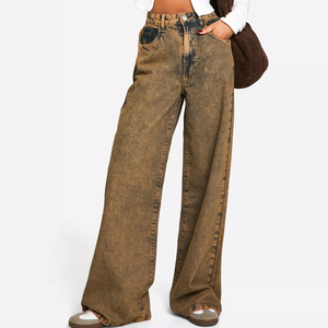 Jeans de Mezclilla para Mujer, Cintura Alta, Corte Recto, Estilo Desgastado, 100% Algodón, Tallas Grandes, Transpirables y Ecológicos, con Logotipo Personalizado, Último Modelo 2026 - Product Image 1