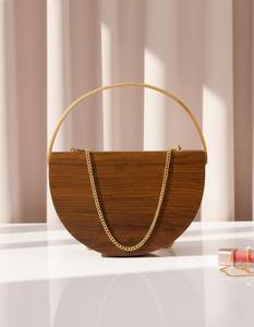 Pochette de soirée de luxe en bois écologique faite à la main pour femme, sac de cérémonie pour mariage et événements - Product Image 1