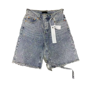 Shorts de Mezclilla Personalizados para Mujer, Cintura Alta, Diseño de Puntos con Lentejuelas, Lavado Desgastado, Estilo Casual de Verano - Product Image 5