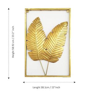 Gold Plated Palm Leaf Wall Art <b>Framed</b> Modern Decorative Hanging Floral Botanical Accent - Product Image 5