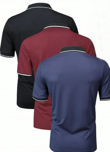 เสื้อยืดแขนสั้นผู้ชายผ้าวิสโคส/คอตตอนถัก ระบายอากาศดี ลายปักโลโก้ น้ำหนัก 220 กรัม สไตล์ลำลองสำหรับฤดูร้อน - Product Image 4