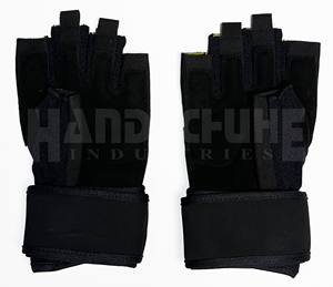 Gants de sport respirants pour hommes et femmes, pour entraînement, tractions, musculation, en PU, demi-doigts, avec support de poignet réglable - Product Image 3