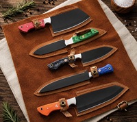 Ensemble de couteaux de cuisine en acier Damas, 5 pièces, haute qualité, 67 couches, manche en bois, lames droites, couteaux de chef, lame polie, ambidextres