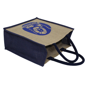 Sac fourre-tout en jute imprimé avec logo personnalisé, sac de courses réutilisable avec poignée en corde rembourrée, sac promotionnel en toile unie - Product Image 3