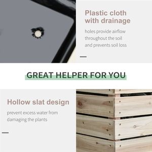 Kit de 4 jardinières surélevées en bois pour l'extérieur, pour plantes, fleurs, légumes et fruits, taille du carton en cm - Product Image 5