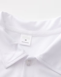 Men's White Short Sleeve for Shirt Solid Color Knitted Pique Fabric Breathable Smart Casual Fit Regular Length Button Design - Product Image 4
