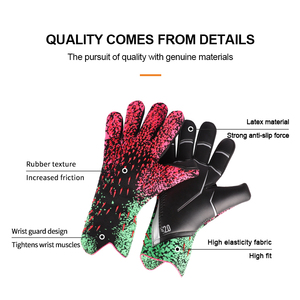 Football Goalkeeper Gloves Full Finger Sheepskin Leather PU Material Non-Slip Breathable Quick Drying Adjustable Wrist <b>Strap</b> - Product Image 3