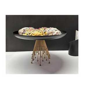 Modern Decorative Metal Pedestal Fruit Bowl Leaf <b>Edge</b> Serving Tray Centerpiece Display Stand for Dining Table Decor - Product Image 2