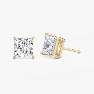 Pendientes de Diamantes Cultivados en Laboratorio con Corte Princesa, Engaste Invisible con Diamantes Rectangulares y Redondos, Joyería Elegante para Mujer - Product Image 1