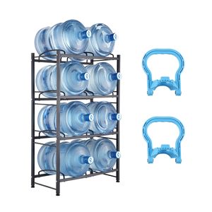 Portabottiglie d'acqua a 4 livelli per carichi pesanti, porta borracce da 5 galloni con doppia fila per 8 bottiglie, capacità 80 oz, scaffale multiuso - Product Image 5