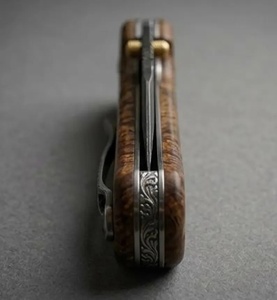 Couteau pliant artisanal de qualité industrielle en acier Damas, manche en résine bleue, ouverture coulissante, garantie 3 ans, couteau de poche EDC personnalisé Tarj - Product Image 2