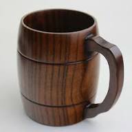 แก้วเบียร์ไม้ทำมือพร้อมหูจับ แก้วกาแฟไม้เนื้อแข็ง แก้วน้ำชา สำหรับงานปาร์ตี้ที่บ้านและแคมป์ปิ้ง - Product Image 3