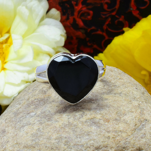 Bague en argent 925 en forme de cœur en onyx noir, bijoux en pierres précieuses faits à la main pour filles - Product Image 2