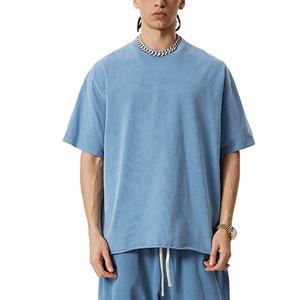 Camiseta de algodón 100% personalizada al por mayor para hombre, corte ajustado, informal, a la moda, lavada, de color liso, manga corta, de secado rápido - Product Image 1