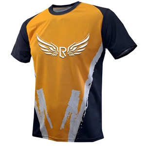 <b>Men's</b> Short Sleeve Sublimation Printed Sport T-<b>Shirt</b> Yellow <b>Navy</b> <b>Blue</b> Quick Dry Knitted Polyester O-Neck Regular Fit - Product Image 2