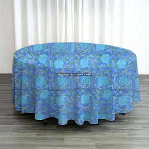 Mantel Redondo de Algodón Puro con Estampado Floral, Hecho a Mano, Estilo Rústico Indio, para Bodas y Uso Doméstico - Product Image 2