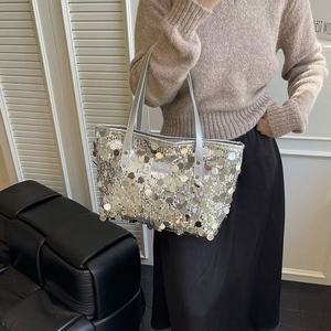 Nuevo Bolso Tote de PVC con Lentejuelas y Estampado Animal para Mujer, Bolso de Hombro de Gran Capacidad con Cierre de Cremallera y Broche - Product Image 1
