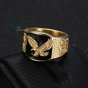 Anillo de Sello de Plata 925 para Hombre con Diseño de Águila, Diamante Cultivado en Laboratorio, Baño de Rodio, Engaste Pavé, Clásico para Uso Diario - Product Image 5