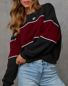 เสื้อสเวตเชิ้ตคอกลมผู้หญิงแบบคัลเลอร์บล็อก สั่งทำได้ สวมใส่สบาย แขนยาว ปลายแขนแบบริบ ขายส่ง เสื้อผ้าสตรีทแวร์ ผู้ผลิตเสื้อผ้าชั้นนำ - Product Image 3