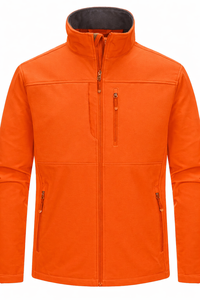 Men's Sporty Winter <b>Hooded</b> <b>Soft</b> <b>Shell</b> Windbreaker <b>Jacket</b> OEM Waterproof Breathable Front Logo Polyester/Nylon - Product Image 6