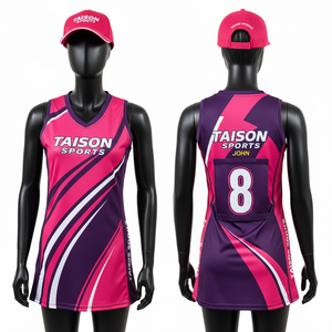 Uniforme de netball pour femmes le plus vendu, 180 GSM, micro-interlock en polyester, bleu, blanc, vert fluo, panneau latéral, sublimation, logo personnalisé - Product Image 2