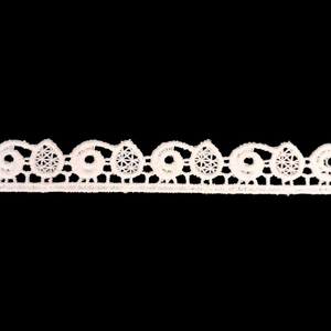 Hot Sale Premium White Polyester Lace Trim – Delicate Geometric Circular Motif Edging Ribbon for Sewing, Garment Hemming - Product Image 1