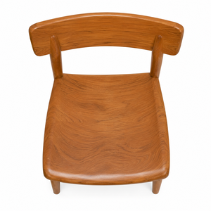 Chaise de salle à manger scandinave en teck avec dossier en forme de pont, écologique, imperméable, durable, design moderne, forme rectangulaire, 8 places, en bois - Product Image 4