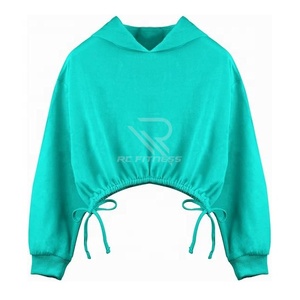Sudadera con Capucha Lisa de Alta Calidad al por Mayor para Mujer, Top Corto Estilo Hip Hop Oversize Personalizado para Mujer - Product Image 5