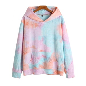 Customizable Unisex Casual <b>Tie</b>-Dye Breathable Hoodie <b>Polyester</b> Cotton Winter Terry Fabric Allover Digital Print Logo - Product Image 1