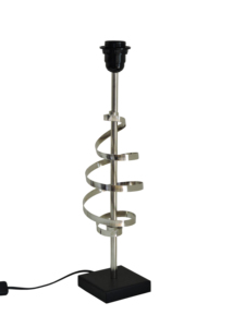 Base de Lámpara de Mesa Espiral Plateada Moderna - Elegante Lámpara de Escritorio con Diseño de Cinta Cromada y Base Cuadrada Negra - Product Image 4