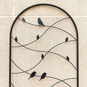Set di 4 tralicci da giardino in metallo neri antiruggine da 180 cm x 50 cm con decorazioni a forma di uccello per piante rampicanti e supporto per fiori da esterno - Product Image 6