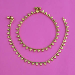 Fashion Jewellery Wholesalers in India Antique Plain <b>Gold</b> Payal with <b>Gold</b> Plating 232842 - Product Image 1