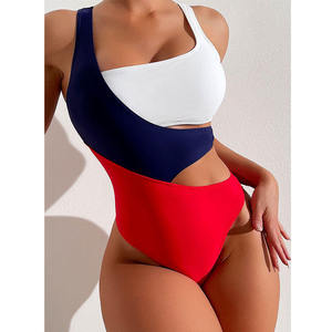 Traje de baño de una pieza con un solo hombro para mujer JSN, talla grande, estampado, bikini, estilo brief, venta al por mayor - Product Image 5