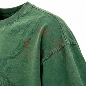 T-shirt élégant à épaules tombantes, effet délavé soleil, coupe décontractée et lavage vintage pour un style de vie moderne et décontracté - Product Image 5