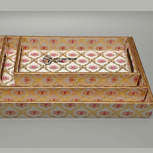 Pink Geometric Enamel Food-Safe Serving Tray Set of 3 – Modern Luxury MDF & <b>Paper</b> Nesting Trays for <b>Kitchen</b> Dining & Home Decor - Product Image 3