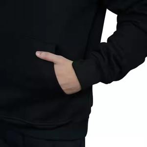 Sudadera con capucha para hombre de algodón y elastano, personalizada con estampado, tejida, negra, con lavado vintage, con cremallera completa, estilo oversize - Product Image 4