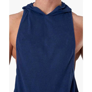 Chaleco Deportivo con Capucha sin Mangas para Hombre, Mezcla de Algodón, para Gimnasio, Entrenamiento, Musculación, con Cordón Ajustable, Estilo Urbano, Venta al por Mayor - Product Image 2