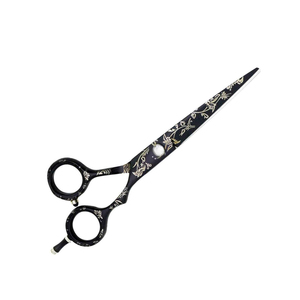 Tijeras de Barbero Profesionales con Grabado Floral, para Diestros, con Logotipo Personalizado, Revestimiento Negro, Acero Inoxidable, para Cortar el Cabello - Product Image 3