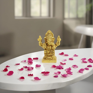 Handcrafted brass Ganesha statue Home decor Ganesha idol Puja room statue Office <b>desk</b> Ganesha Spiritual gift Ganesha - Product Image 1